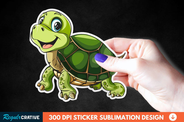 Cartoon Turtle Sticker Clipart Sublimation Regulrcrative 