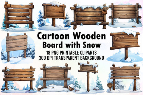 Cartoon Wooden Board with Snow Sublimation designartist 
