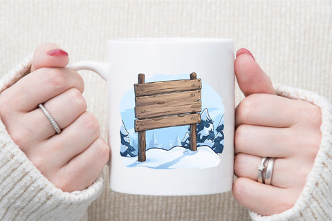 Cartoon Wooden Board with Snow Sublimation designartist 
