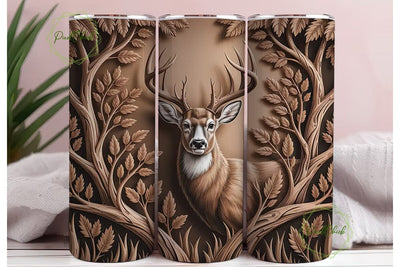 Carved Buck 20oz Tumbler Wrap Sublimation PixelChick 