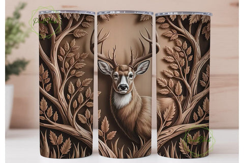 Carved Buck 20oz Tumbler Wrap Sublimation PixelChick 
