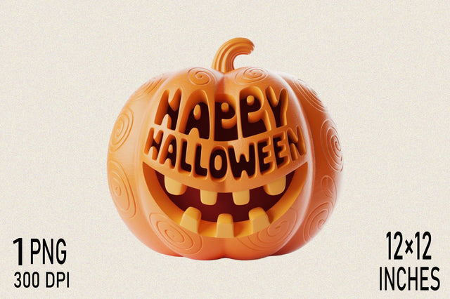 Carved Halloween pumpkin with Happy Clipart Sublimation SVGArt 