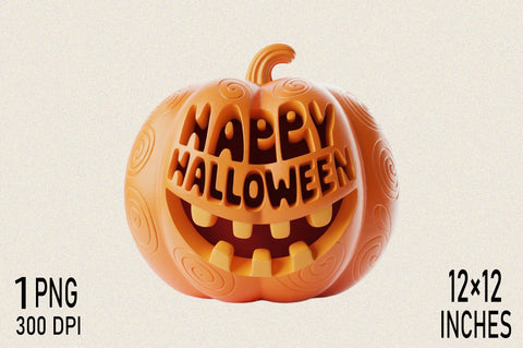 Carved Halloween pumpkin with Happy Clipart Sublimation SVGArt 