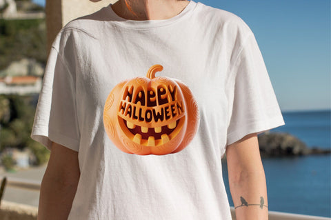 Carved Halloween pumpkin with Happy Clipart Sublimation SVGArt 