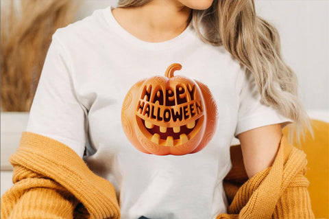 Carved Halloween pumpkin with Happy Clipart Sublimation SVGArt 