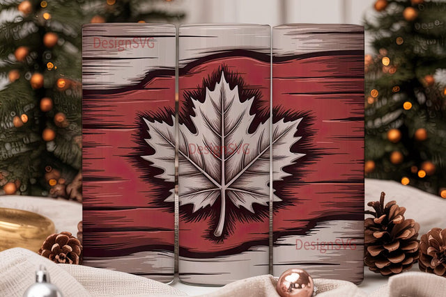 Carved Maple Leaf 20oz Tumbler Wrap Sublimation DesignSVG 