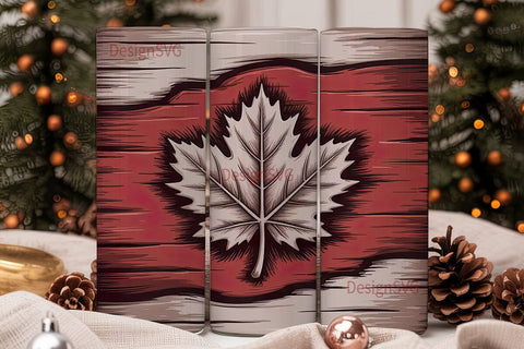 Carved Maple Leaf 20oz Tumbler Wrap Sublimation DesignSVG 