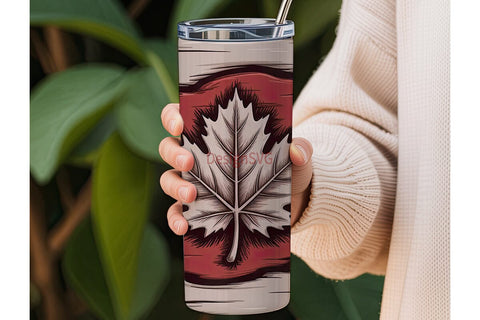 Carved Maple Leaf 20oz Tumbler Wrap Sublimation DesignSVG 