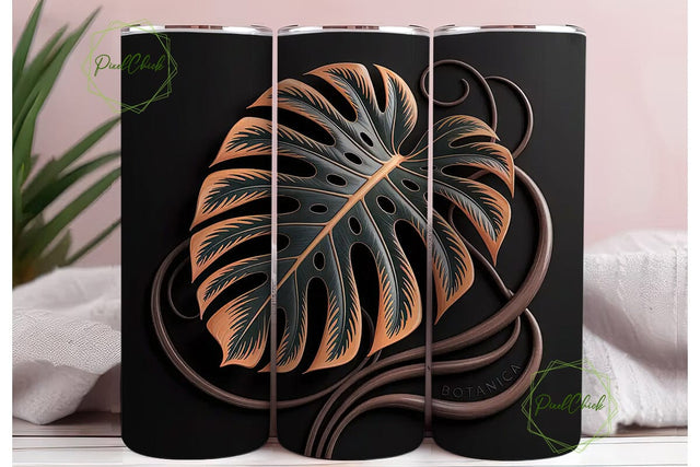 Carved Tropical Leaves 20oz Tumbler Wrap Sublimation PixelChick 