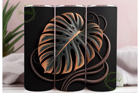 Carved Tropical Leaves 20oz Tumbler Wrap Sublimation PixelChick 