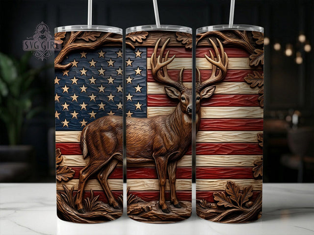 Carved Wood Buck Flag 20oz Tumbler, Carved Wood Buck, Wood Buck Flag, Buck Tumbler, 20oz Tumbler, Wood Tumbler, Deer Tumbler, Tumbler Wrap Sublimation SvggirlplusArt 
