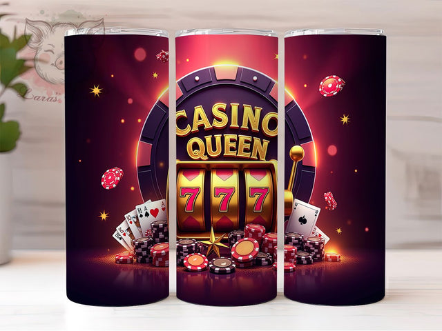 Casino Queen Poker 20oz Tumbler Wrap, Poker Night Mug, Gambling Theme Cup, Vegas Casino Wrap, Lucky Cards Design, Slot Machine Gift, Sublimation Tumbler Wrap Sublimation Lara' s Designs 