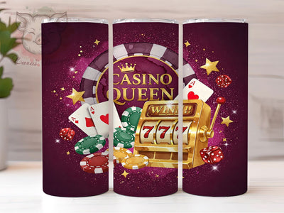 Casino Queen Poker 20oz Tumbler Wrap, Poker Night Mug, Gambling Theme Cup, Vegas Casino Wrap, Lucky Cards Design, Slot Machine Gift, Sublimation Tumbler Wrap Sublimation Lara' s Designs 
