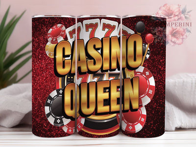 Casino Queen Red Glitter Tumbler, Red Glitter Tumbler, 20oz Tumbler Wrap, Sublimation Design, Casino Gift, Glitter Tumbler, Custom Tumbler Sublimation Li Zamperini 