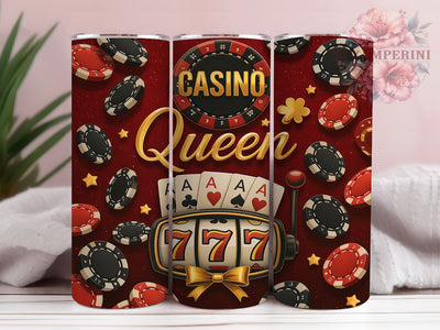 Casino Queen Red Glitter Tumbler, Red Glitter Tumbler, 20oz Tumbler Wrap, Sublimation Design, Casino Gift, Glitter Tumbler, Custom Tumbler Sublimation Li Zamperini 