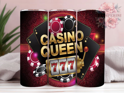 Casino Queen Red Glitter Tumbler, Red Glitter Tumbler, 20oz Tumbler Wrap, Sublimation Design, Casino Gift, Glitter Tumbler, Custom Tumbler Sublimation Li Zamperini 