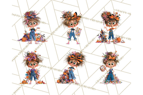 Cassie’s Halloween Cute Crafty Girl Clipart PNG Sublimation Crafty Mama Studios 