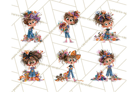 Cassie’s Halloween Cute Crafty Girl Clipart PNG Sublimation Crafty Mama Studios 