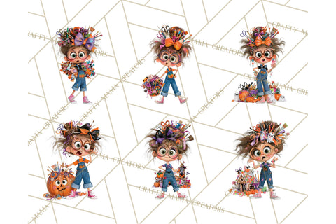 Cassie’s Halloween Cute Crafty Girl Clipart PNG Sublimation Crafty Mama Studios 