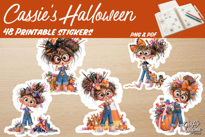 Cassie’s Halloween Cute Crafty Girl Sticker PNG Sublimation Crafty Mama Studios 