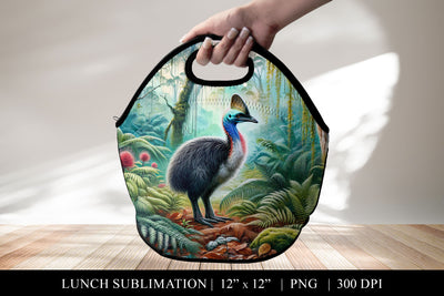 Cassowary Forest Lunch Bag Sublimation PNG Sublimation BijouBay 