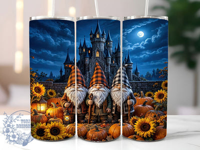 Castle Gnome Halloween Glow 20oz Tumbler, Gnome Motif, Castle Accent, Halloween Theme, Glow Art Design, Spooky Flair, Sublimation Wrap, 20oz Tumbler Sublimation ToriDesigns 