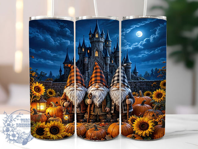 Castle Gnome Halloween Glow 20oz Tumbler, Gnome Motif, Castle Accent, Halloween Theme, Glow Art Design, Spooky Flair, Sublimation Wrap, 20oz Tumbler Sublimation ToriDesigns 