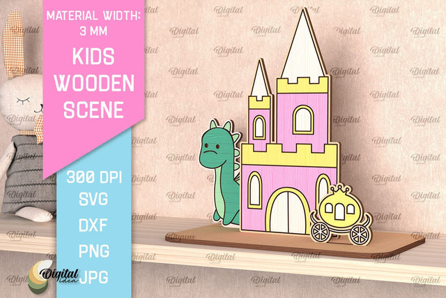 Castle SVG. Kids Wooden Scene Laser Cut. Kids Design SVG SVG Evgenyia Guschina 