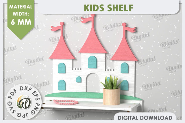 Castle Wall Shelf Laser Cut Design. Shelf for Kids Room SVG SVG Evgenyia Guschina 