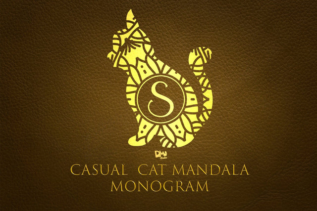 Casual Cat Mandala Monogram Font Dm Letter Studio 