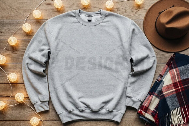 Casual gray crew neck sweatshirt Mock Up Photo Designangry 