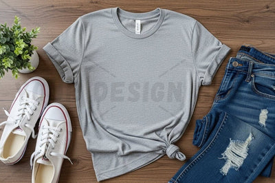 Casual gray t-shirt mockup design Mock Up Photo Regulrcrative 