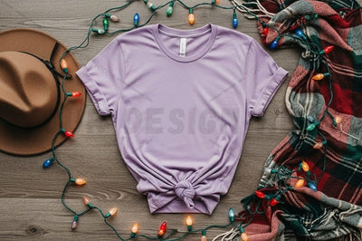 Casual lavender t-shirt with holiday accents Mock Up Photo Designangry 