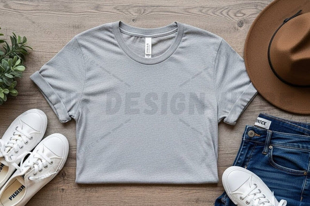 Casual light gray t-shirt mockup design Mock Up Photo Regulrcrative 