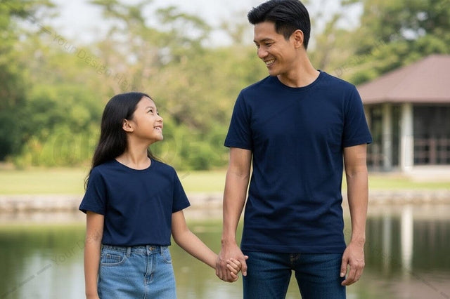 Casual navy blue t-shirt for men and women Mock Up Photo Regulrcrative 