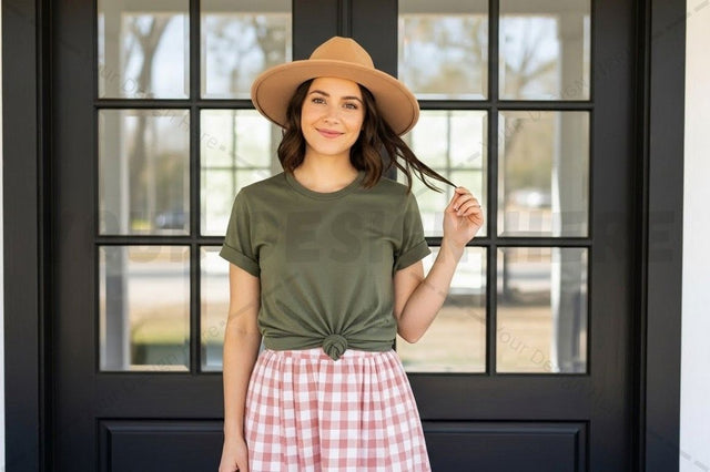 Casual olive green t-shirt mockup design Mock Up Photo Designangry 