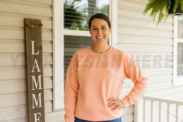 Casual peach long sleeve t-shirt mockup Mock Up Photo Designangry 