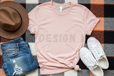 Casual pink t-shirt outfit Mock Up Photo Designangry 