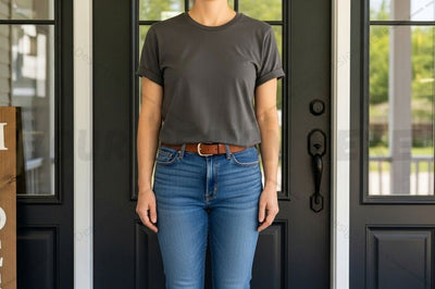 Casual solid gray t-shirt for women Mock Up Photo Designangry 