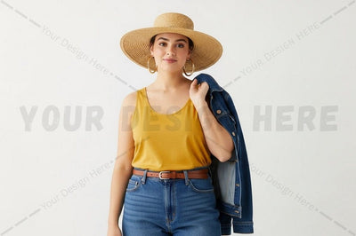 Casual summer outfit with t-shirt and denim Mock Up Photo Regulrcrative 