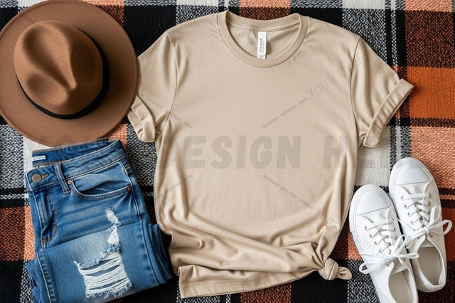 Casual t-shirt mockup design with accessories Mock Up Photo Designangry 