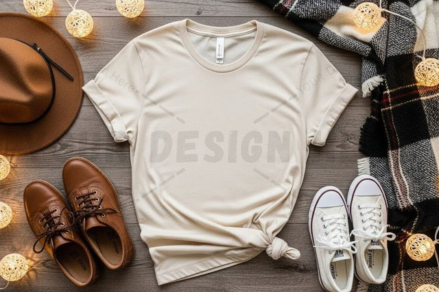 Casual t-shirt mockup design with accessories Mock Up Photo Designangry 