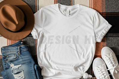 Casual white t-shirt mockup with accessories Mock Up Photo Designangry 
