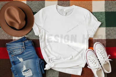Casual white t-shirt mockup with accessories Mock Up Photo Designangry 