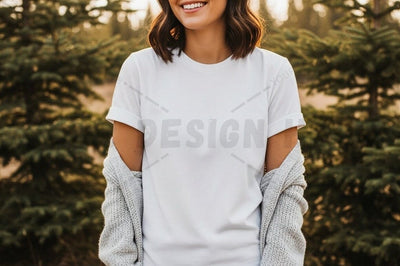 Casual white t-shirt with long sleeve sweater Mock Up Photo Designangry 