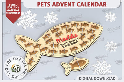 Cat Advent Calendar Laser Cut. Christmas Treat Calendar SVG SVG Evgenyia Guschina 