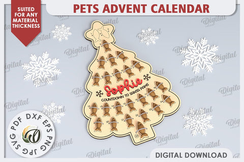 Cat Advent Calendar Laser Cut. Christmas Treat Calendar SVG SVG Evgenyia Guschina 