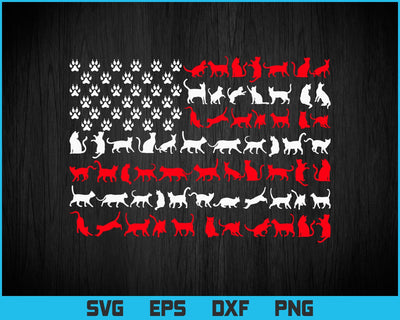 Cat American Flag USA Paws Patriotic Svg Png Files, Patriotic Cat Lovers Gift T-shirt Design, Pet Lover Svg files for Cricut. SVG DesignDestine 