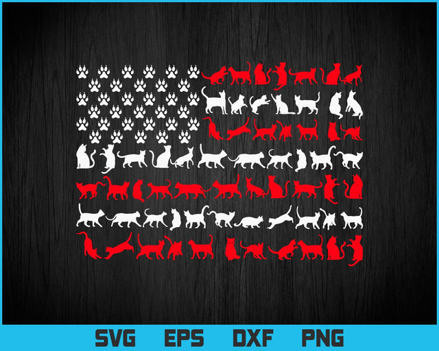Cat American Flag USA Paws Patriotic Svg Png Files, Patriotic Cat Lovers Gift T-shirt Design, Pet Lover Svg files for Cricut. SVG DesignDestine 