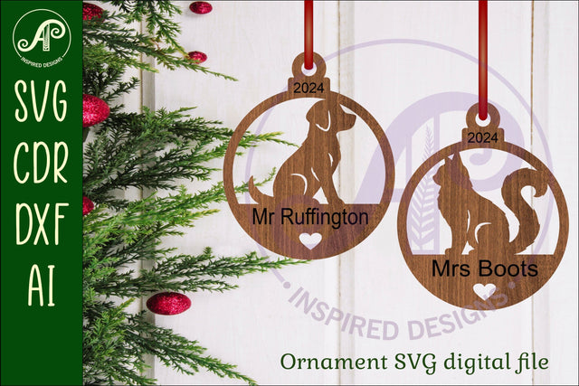 Cat and Dog Christmas Ornament SVG laser cut SVG APInspireddesigns 